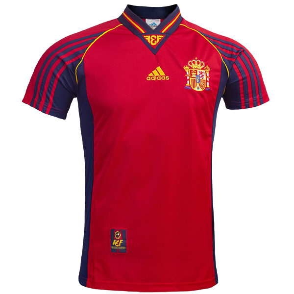 Spain home retro jersey soccer uniform men's first football tops shirt 1998-1999